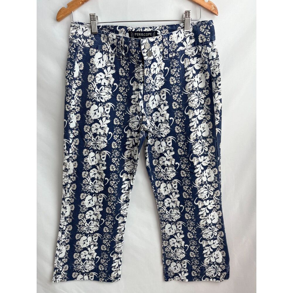 Periscope Y2K Hawaiian Tropical Capri Jeans Mid Rise Cropped Girly Funky Size 7